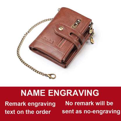 New Men Wallets Name PU Short Card Holder Chain Men Purse Brand Male wallet