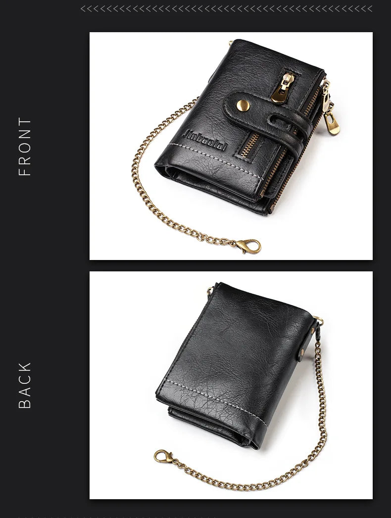 New Men Wallets Name PU Short Card Holder Chain Men Purse Brand Male wallet