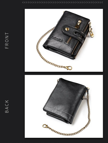 New Men Wallets Name PU Short Card Holder Chain Men Purse Brand Male wallet
