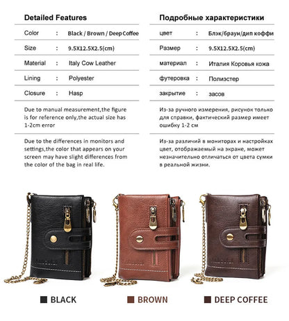 New Men Wallets Name PU Short Card Holder Chain Men Purse Brand Male wallet
