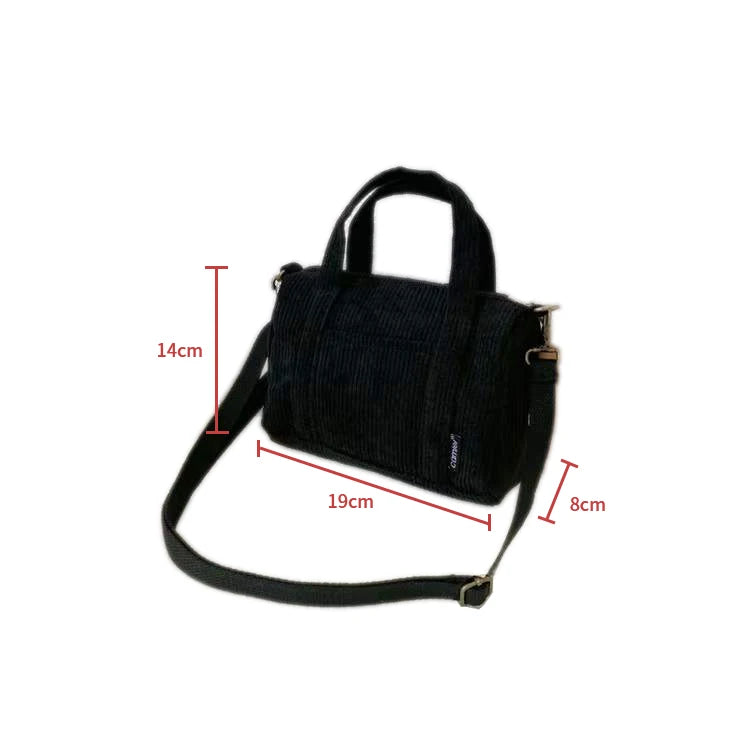 Corduroy Shoulder Bag Women Vintage Shopping Bags Zipper Girls Student