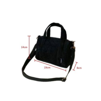 Corduroy Shoulder Bag Women Vintage Shopping Bags Zipper Girls Student