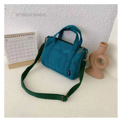 Corduroy Shoulder Bag Women Vintage Shopping Bags Zipper Girls Student