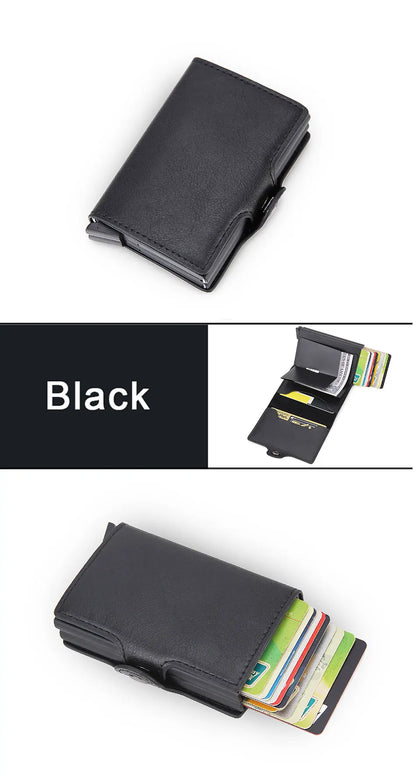 Rfid Blocking Protection Men id Credit Card Holder Wallet Leather Metal