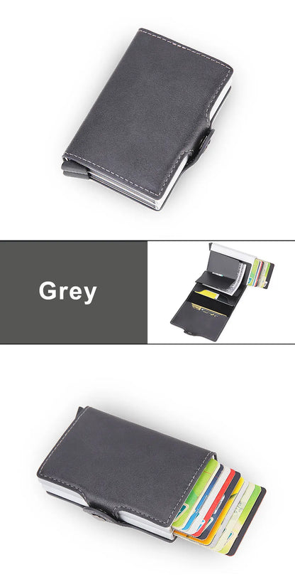 Rfid Blocking Protection Men id Credit Card Holder Wallet Leather Metal