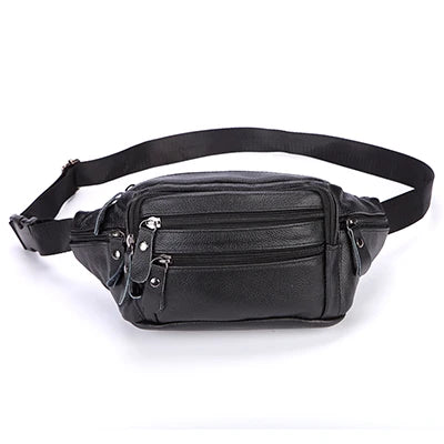 Fashion Men Genuine Leather Fanny Bag for Phone Pouch Male Leather