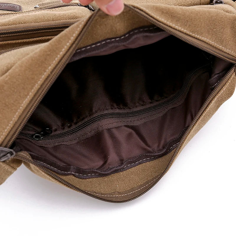 Canvas Messenger Bag for Men Vintage Water Resistant Waxed Crossbody bags