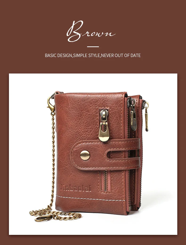 New Men Wallets Name PU Short Card Holder Chain Men Purse Brand Male wallet