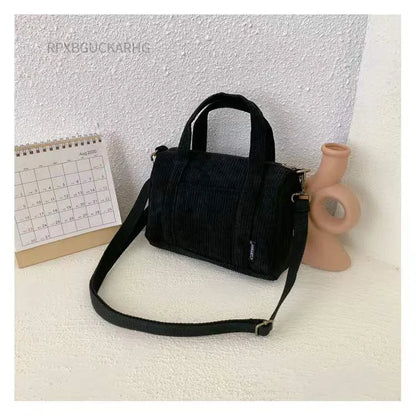 Corduroy Shoulder Bag Women Vintage Shopping Bags Zipper Girls Student