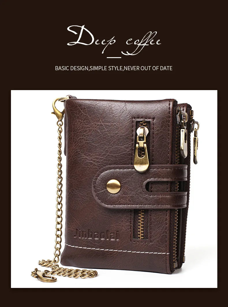 New Men Wallets Name PU Short Card Holder Chain Men Purse Brand Male wallet