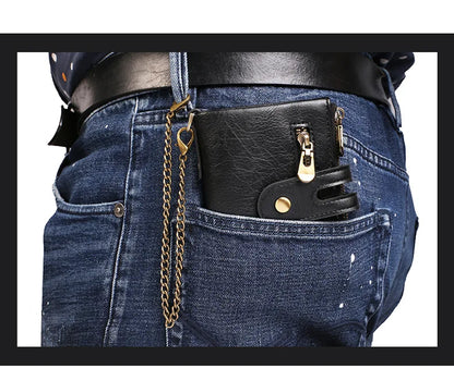 New Men Wallets Name PU Short Card Holder Chain Men Purse Brand Male wallet