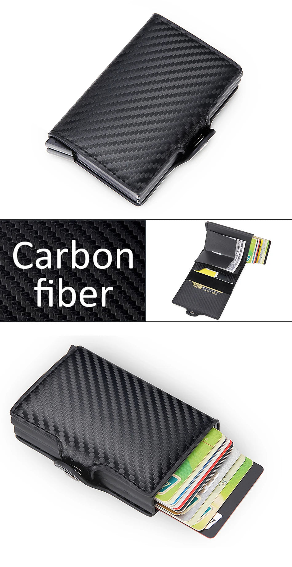 Rfid Blocking Protection Men id Credit Card Holder Wallet Leather Metal