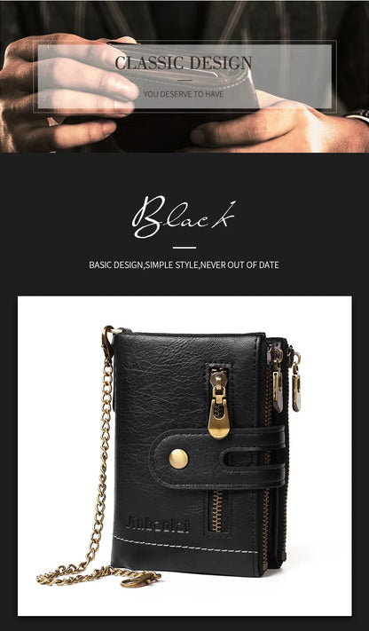 New Men Wallets Name PU Short Card Holder Chain Men Purse Brand Male wallet
