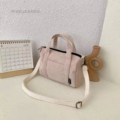 Corduroy Shoulder Bag Women Vintage Shopping Bags Zipper Girls Student