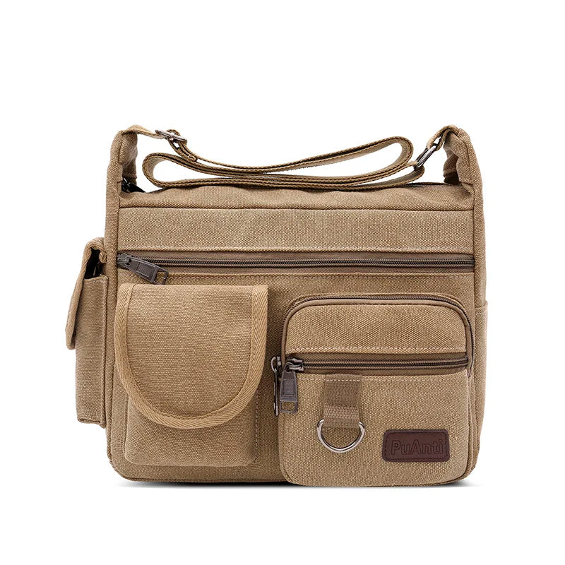 Canvas Messenger Bag for Men Vintage Water Resistant Waxed Crossbody bags