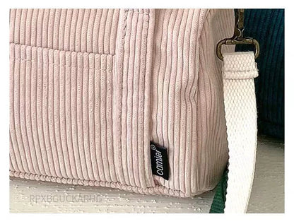 Corduroy Shoulder Bag Women Vintage Shopping Bags Zipper Girls Student
