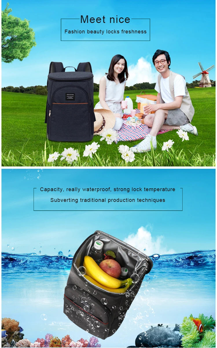 DENUONISS 20L Thermal Cooler Backpack Multi layered Insulated Backpack Waterproof Leak proof Bag Picnic Outdoor &Bottle Opener
