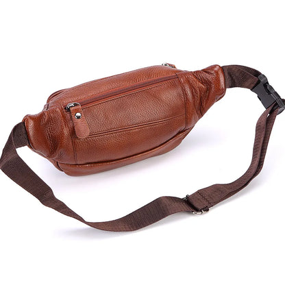 Fashion Men Genuine Leather Fanny Bag for Phone Pouch Male Leather