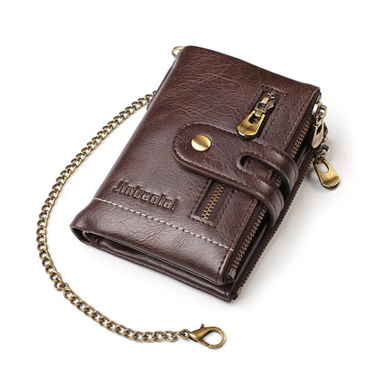 New Men Wallets Name PU Short Card Holder Chain Men Purse Brand Male wallet