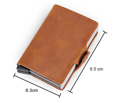 Rfid Blocking Protection Men id Credit Card Holder Wallet Leather Metal
