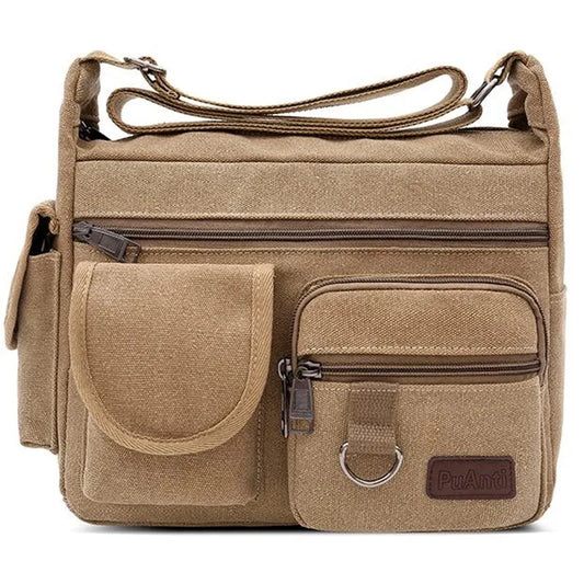 Canvas Messenger Bag for Men Vintage Water Resistant Waxed Crossbody bags