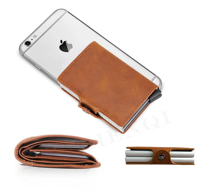 Rfid Blocking Protection Men id Credit Card Holder Wallet Leather Metal