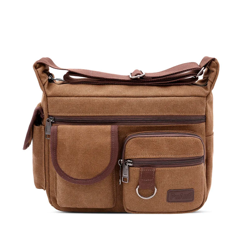 Canvas Messenger Bag for Men Vintage Water Resistant Waxed Crossbody bags