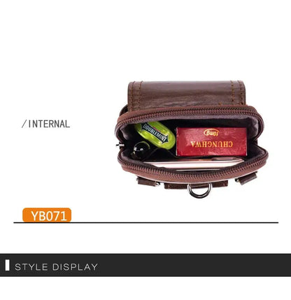 BULLCAPTAIN Genuine Leather Men's Waist Packs Phone Pouch Bags Waist Bag