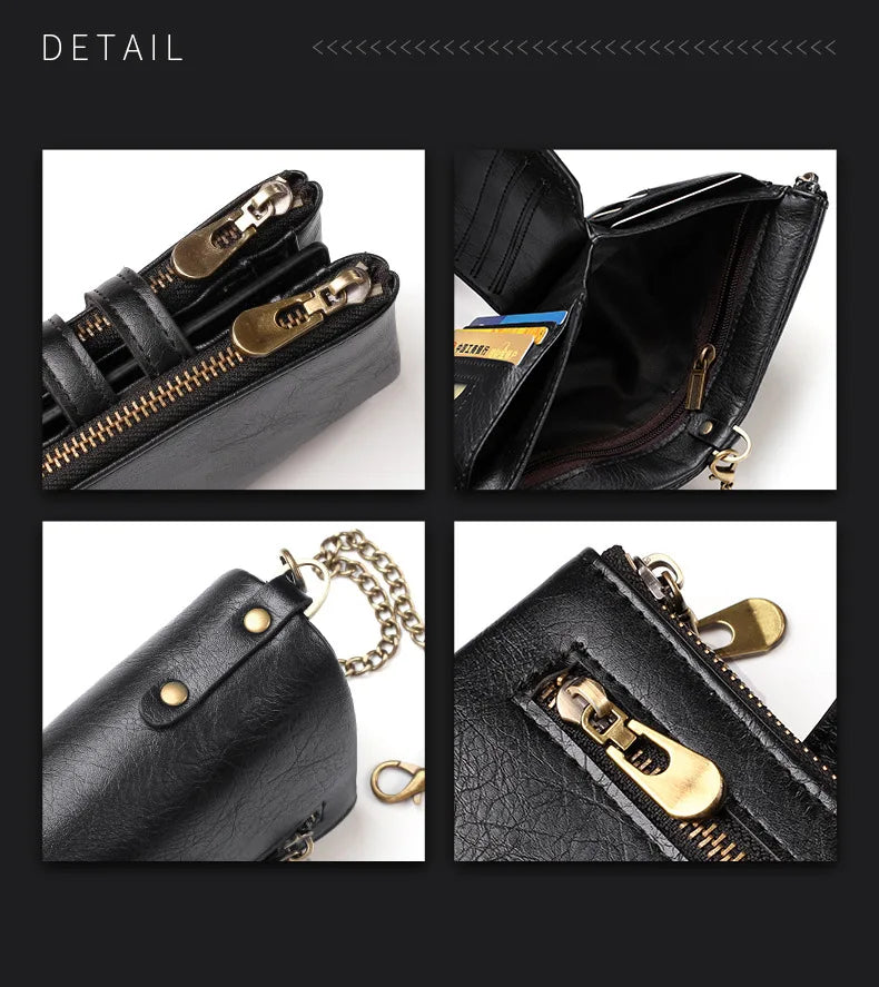 New Men Wallets Name PU Short Card Holder Chain Men Purse Brand Male wallet