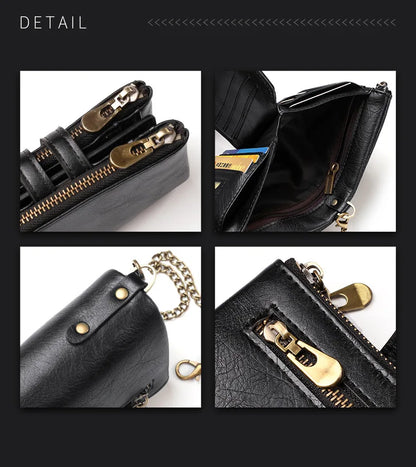 New Men Wallets Name PU Short Card Holder Chain Men Purse Brand Male wallet