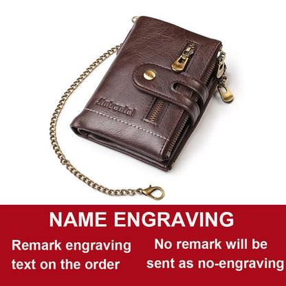 New Men Wallets Name PU Short Card Holder Chain Men Purse Brand Male wallet
