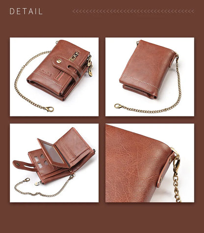 New Men Wallets Name PU Short Card Holder Chain Men Purse Brand Male wallet