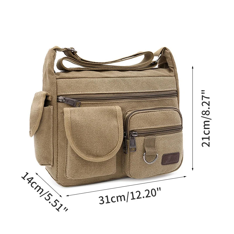 Canvas Messenger Bag for Men Vintage Water Resistant Waxed Crossbody bags