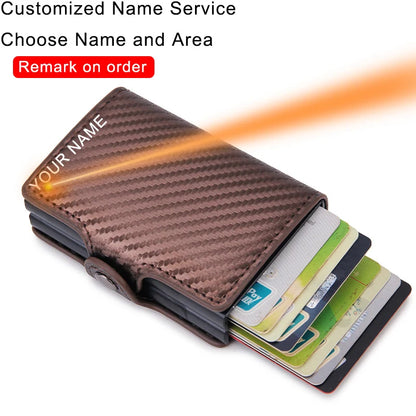 Rfid Blocking Protection Men id Credit Card Holder Wallet Leather Metal