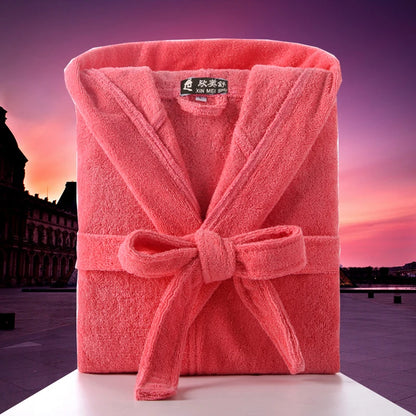 Cotton Hooded Bathrobe Men 100%Long Terry Towel Big and Tall Towel