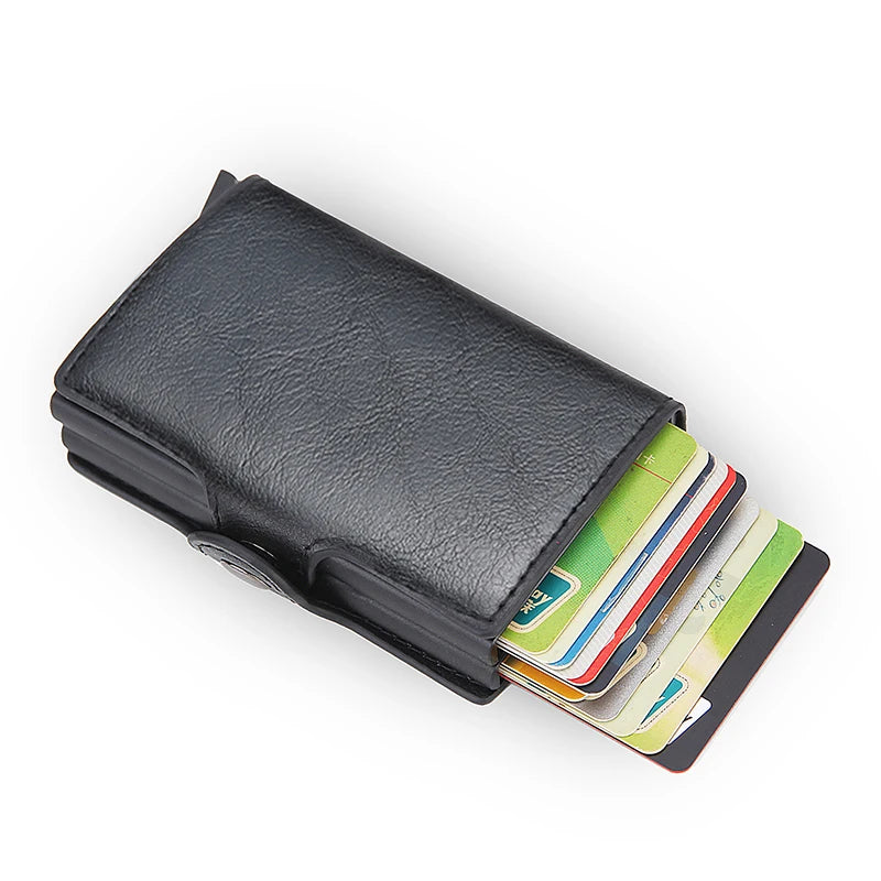 Rfid Blocking Protection Men id Credit Card Holder Wallet Leather Metal