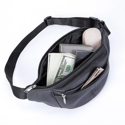 Fashion Men Genuine Leather Fanny Bag for Phone Pouch Male Leather