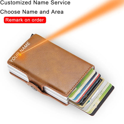 Rfid Blocking Protection Men id Credit Card Holder Wallet Leather Metal