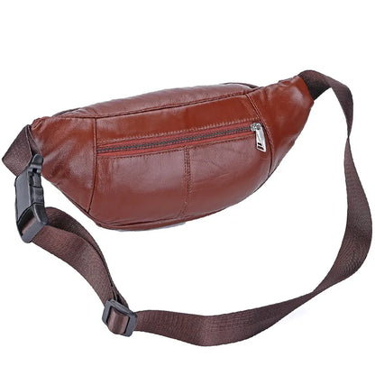 Fashion Men Genuine Leather Fanny Bag for Phone Pouch Male Leather