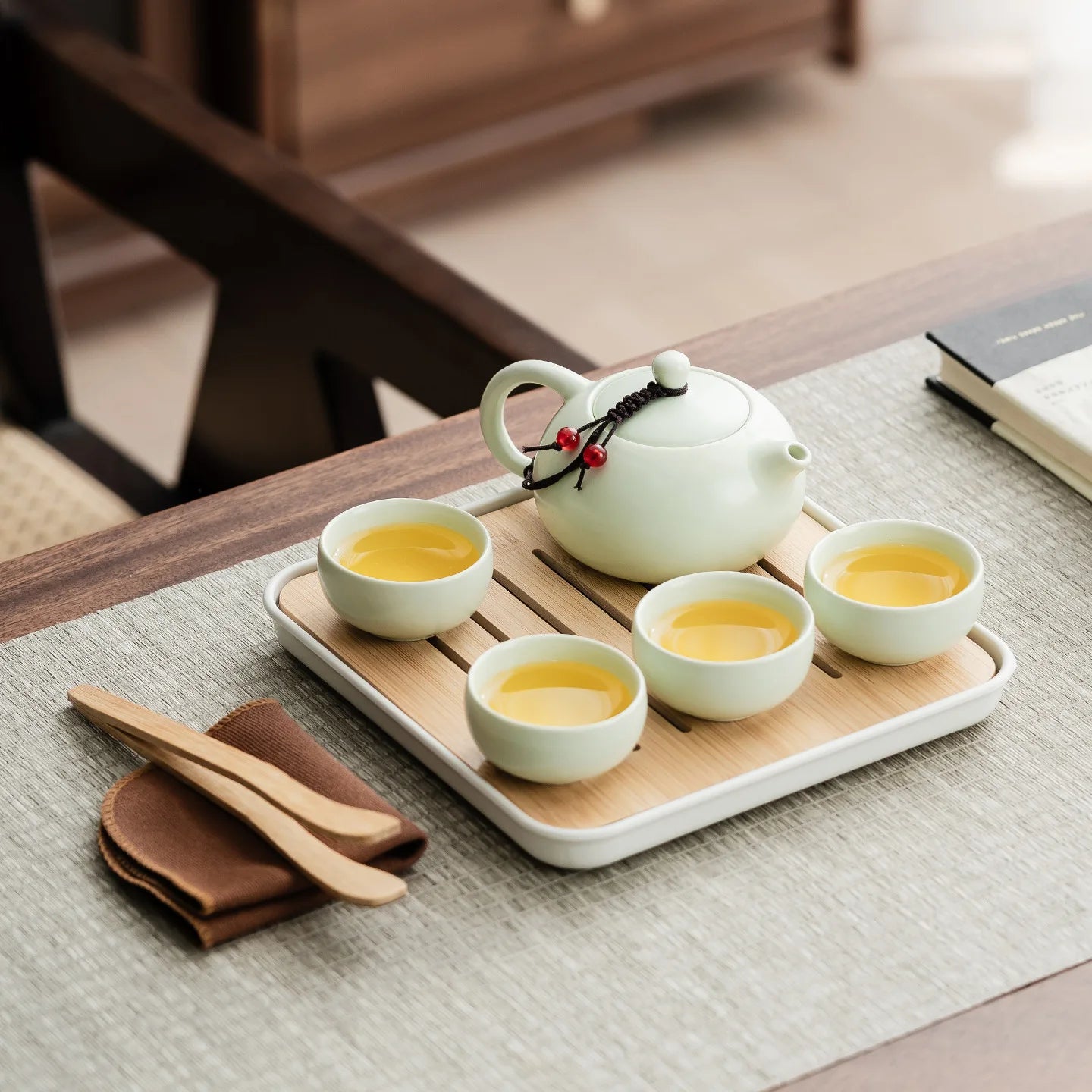 1Set, Chinese Tea Travel Tea Set Kung Fu Tea Set Ceramic Portable Teapot Teaset Gaiwan Tea Cups of Tea Ceremony Tea Tool