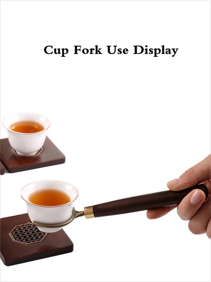 Kungfu Tea Set, Black Sandalwood, Solid Wood Tea Clip, Bamboo Tweezers