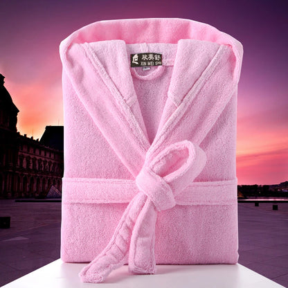 Cotton Hooded Bathrobe Men 100%Long Terry Towel Big and Tall Towel