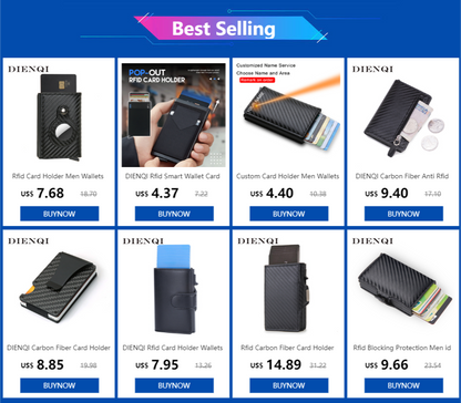 Rfid Blocking Protection Men id Credit Card Holder Wallet Leather Metal