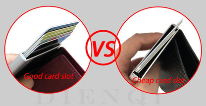 Rfid Blocking Protection Men id Credit Card Holder Wallet Leather Metal