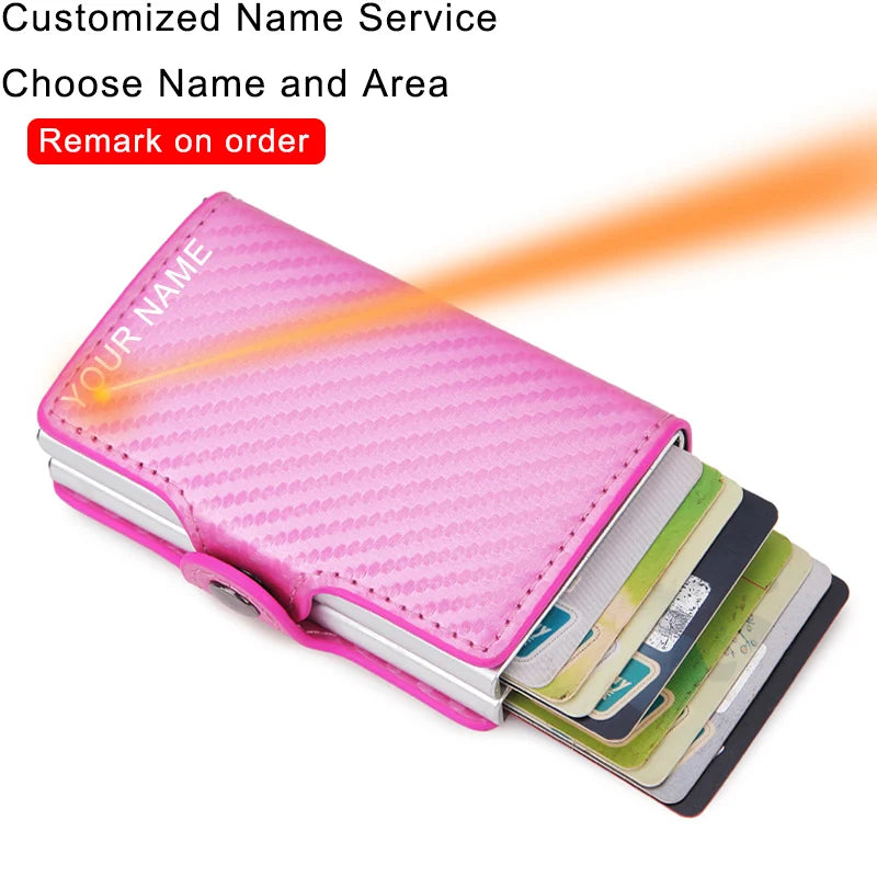Rfid Blocking Protection Men id Credit Card Holder Wallet Leather Metal