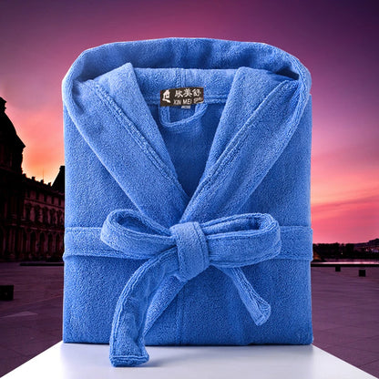 Cotton Hooded Bathrobe Men 100%Long Terry Towel Big and Tall Towel