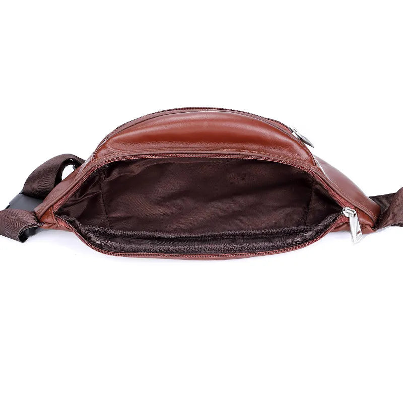 Fashion Men Genuine Leather Fanny Bag for Phone Pouch Male Leather