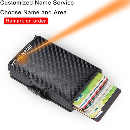 Rfid Blocking Protection Men id Credit Card Holder Wallet Leather Metal
