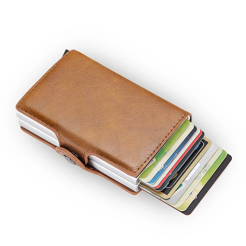 Rfid Blocking Protection Men id Credit Card Holder Wallet Leather Metal