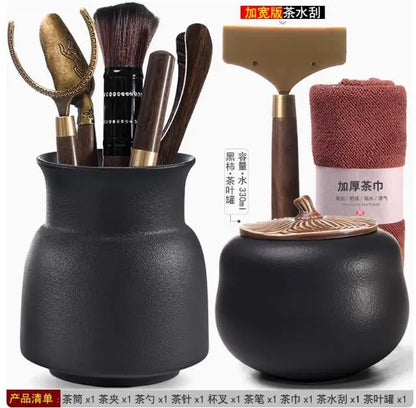 Kungfu Tea Set Accessories, Tea Ceremony, Six Gentlemen Whole Set, Black Sandalwood, Solid Wood Tea Clip, Bamboo Tweezers
